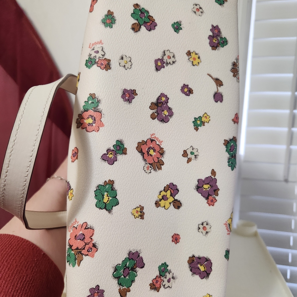 Coach Floral Print White Tote Bag - Picture 4 of 5